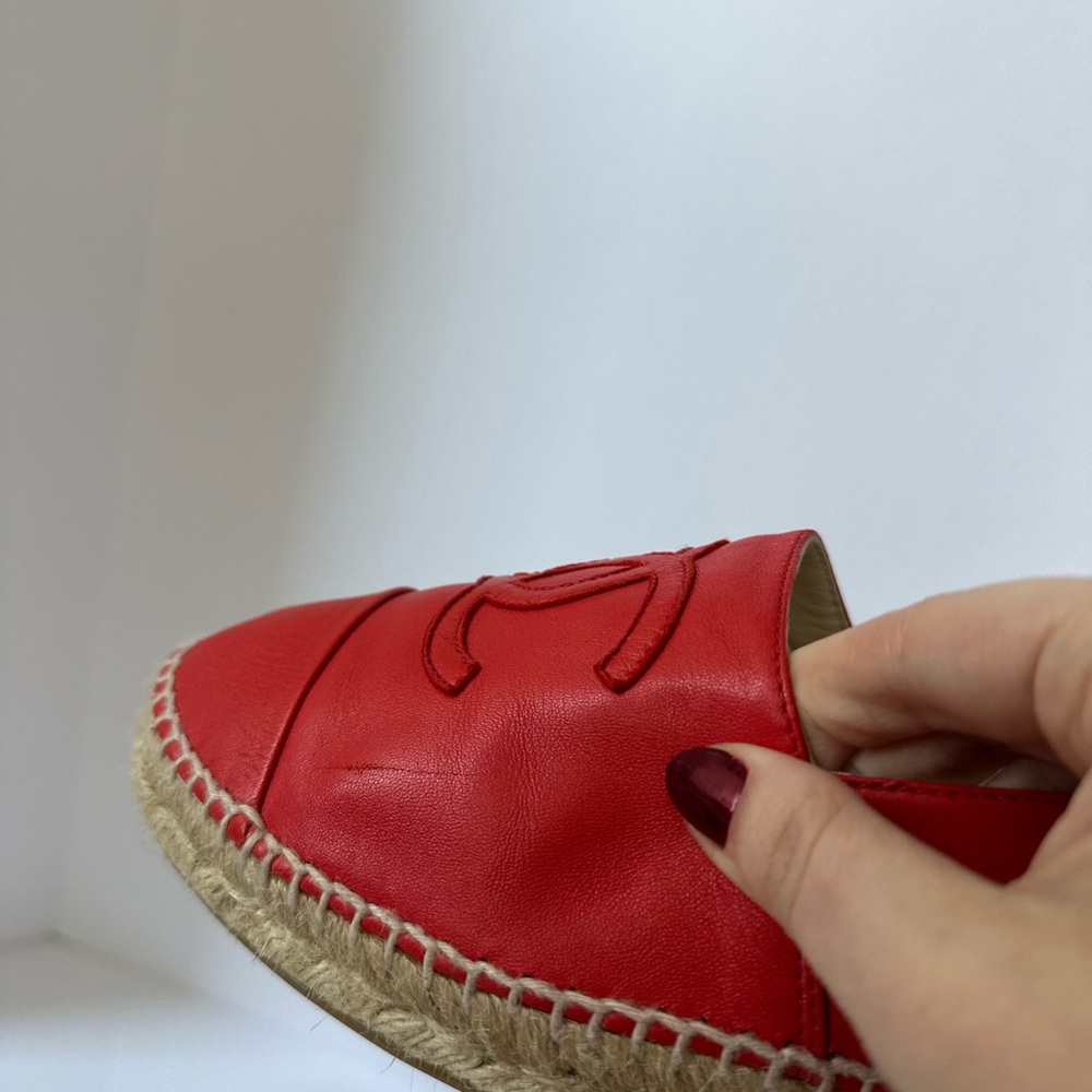 CHANEL Red Leather Espadrilles - Picture 9 of 14